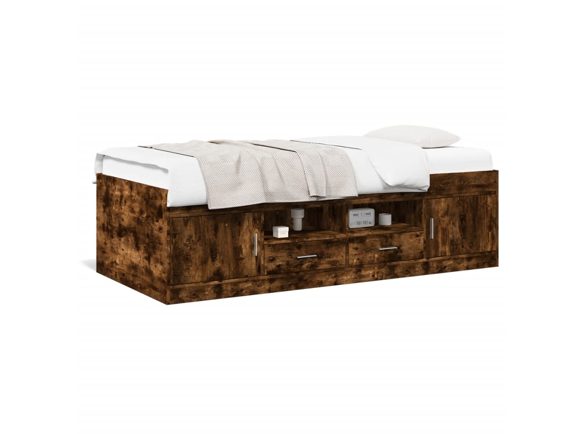 Sofá cama com Gavetas Sem Colchão Carvalho Fumado 90x200 cm MAISON EXCLUSIVE