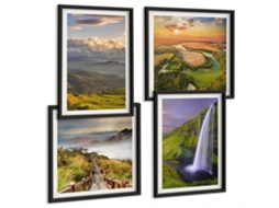 Composição De Quadros Motivos Vegetais Com Natureza Home Espelharte (4 Peças)