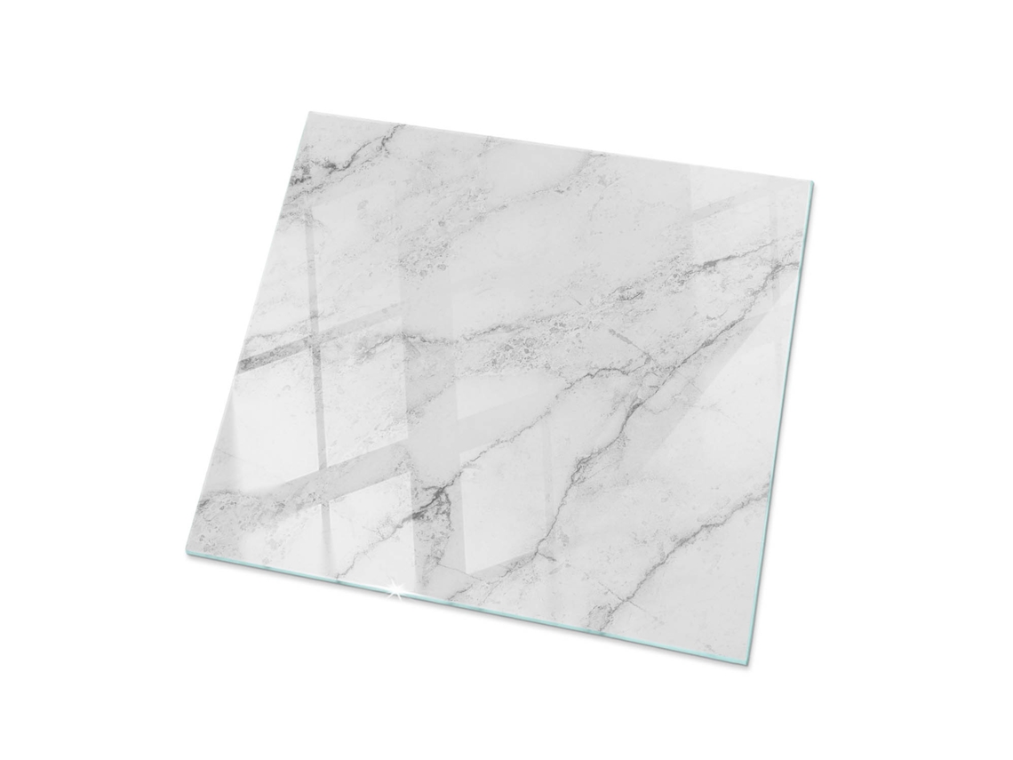 Vidro Para Mesa Quadrado Espelharte (50x50 Cm - Padrão De Superfície De Mármore - Branco)
