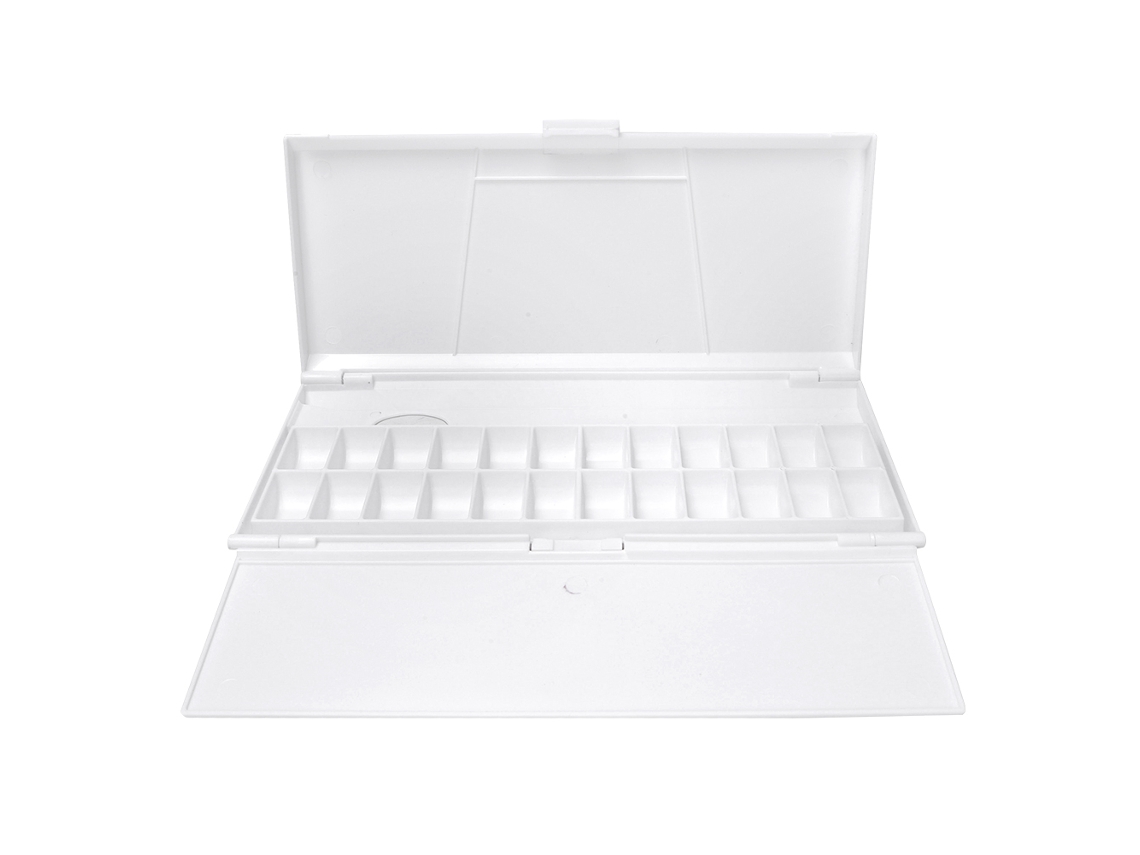 Paleta De Pintura Portátil Caja De Plástico Blanco Para Acuarela Dibujo Herramientas Artísticas