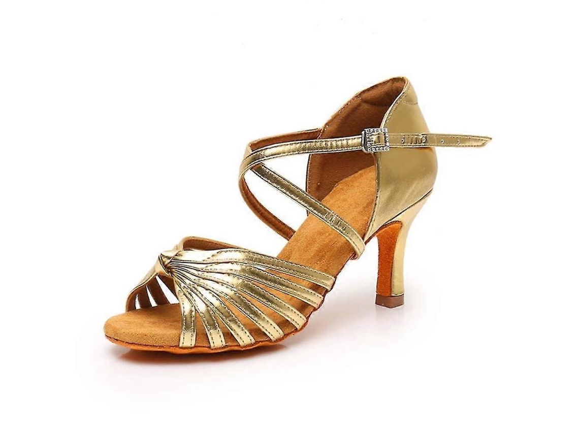 Sapatos de Dança de Salto Alto para Iniciantes e Praticantes Solado Antiderrapante Material Confortável Ouro 7 Cm | S/MARCA