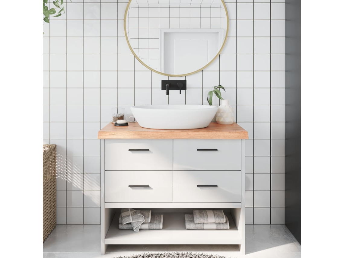 Vidaxl Bancada P/ Wc 100x40x(2-6) Cm Madeira Maciça Tratada Castanho