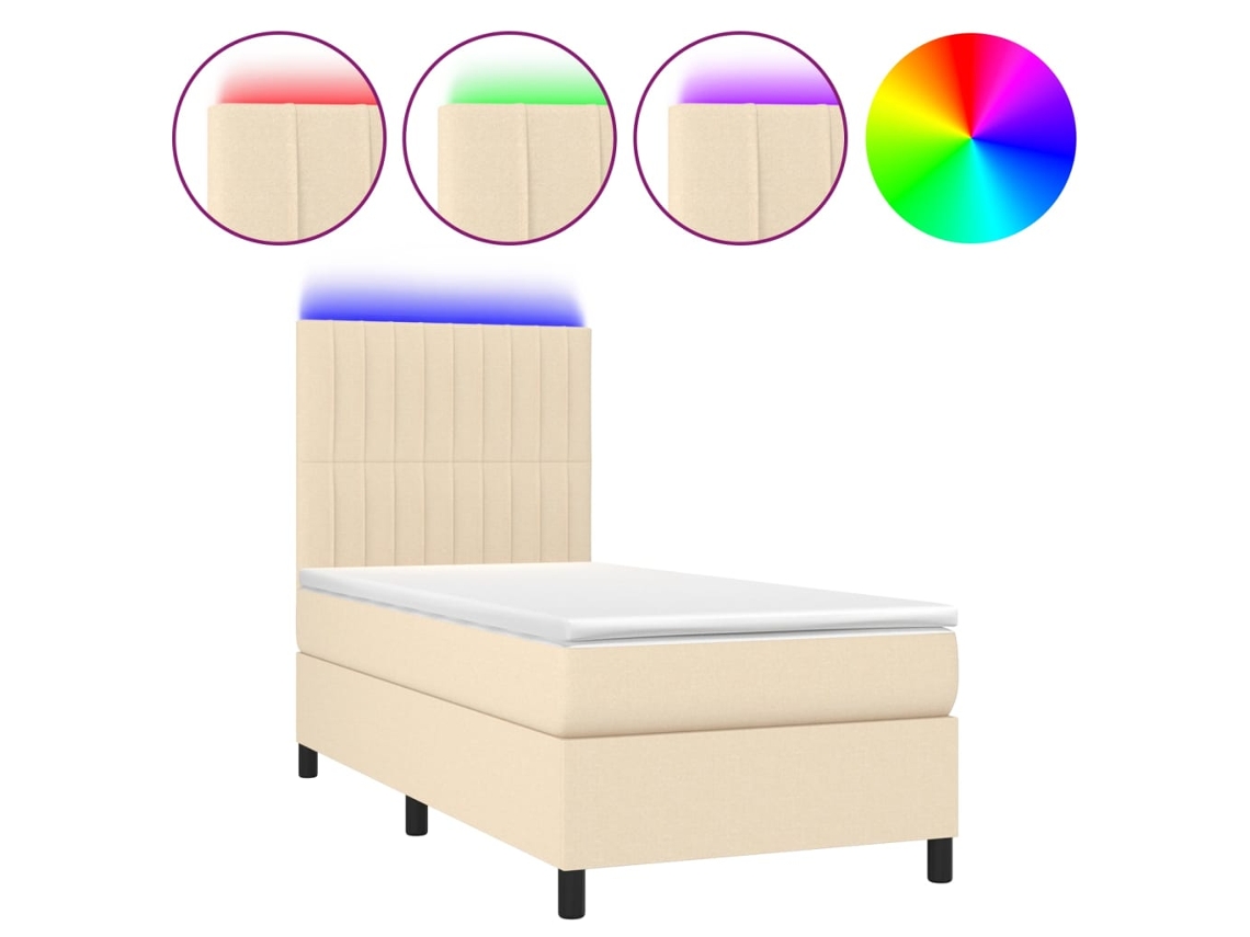Box Spring Bed, Box Spring Beds Vidaxl Creme Tecido (100 X 200 Cm)