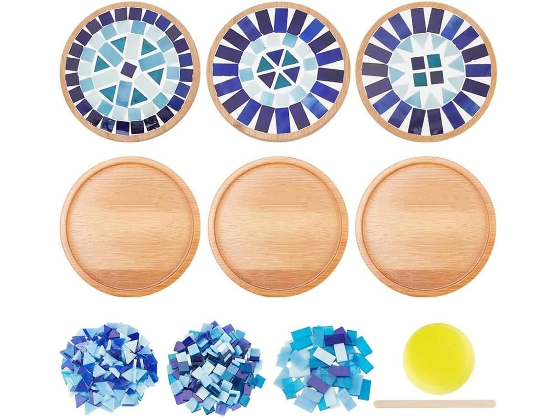 Kit mosaico SFUSHOS, faça você mesmo, azulejos de vidro azul