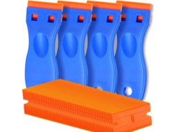 4 Lâminas De Barbear Plástico E 100, Barra De Remoção Para Remover Adesivos, Juntas E Tinta De Janelas Sem Riscar O Vidro