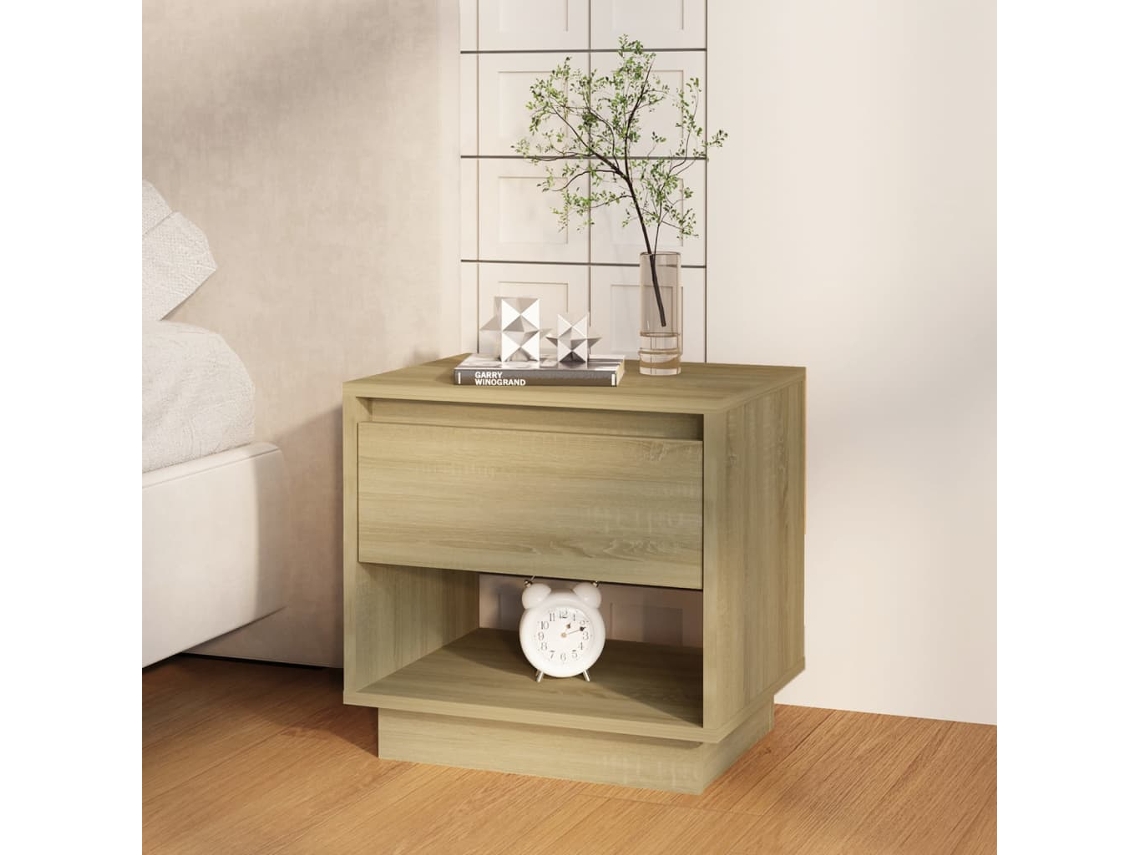 Vidaxl Mesa De Cabeceira 45x34x44 Cm Contraplacado Carvalho Sonoma
