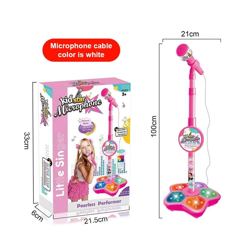 Microfone de Brinquedo Infantil com Pedestal, Máquina de Karaokê Eletrônica Portátil para Crianças MDUG (vermelho)