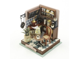 Maquete Arquitetônica 3d Artesanal Em Madeira Da Tujian Coffee, Completa Com Luzes Led Detalhadas, 9x8x8cm