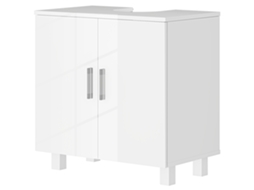 Móvel Para Lavatório Pousar Com 2 Portas De Mdf 2 Prateleiras E Sistema Anti-tombo Para Casa De Banho 60x35x60 Cm Branco