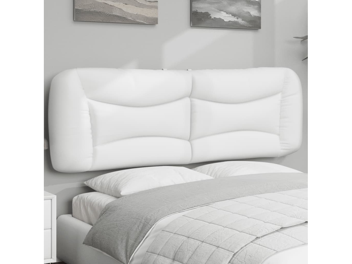 Vidaxl Almofadão De Cabeceira Hvar 152 Cm Couro Artificial Branco