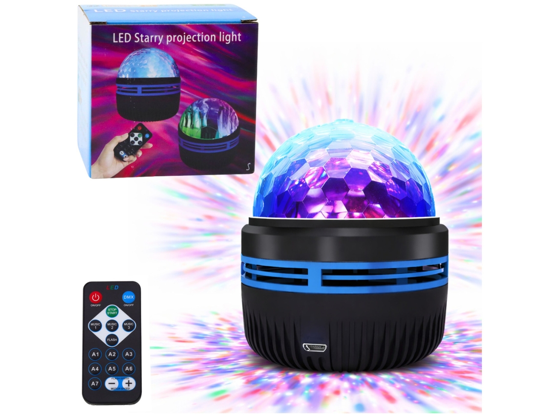 Projetor Led Star Luz Noturna Estrelada Efeitos De Luz Comando Remoto