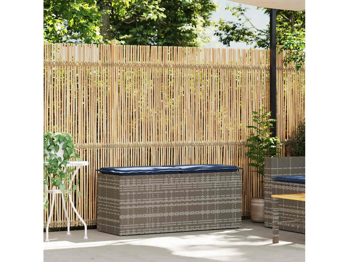 Maison Exclusive - Banco De Jardim Com Almofadão 110x40x44 Cm Vime Pe Cinzento