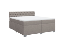 Cama com Molas e Colchão 200x200 cm Tecido Castanho Acinzentado MAISON EXCLUSIVE