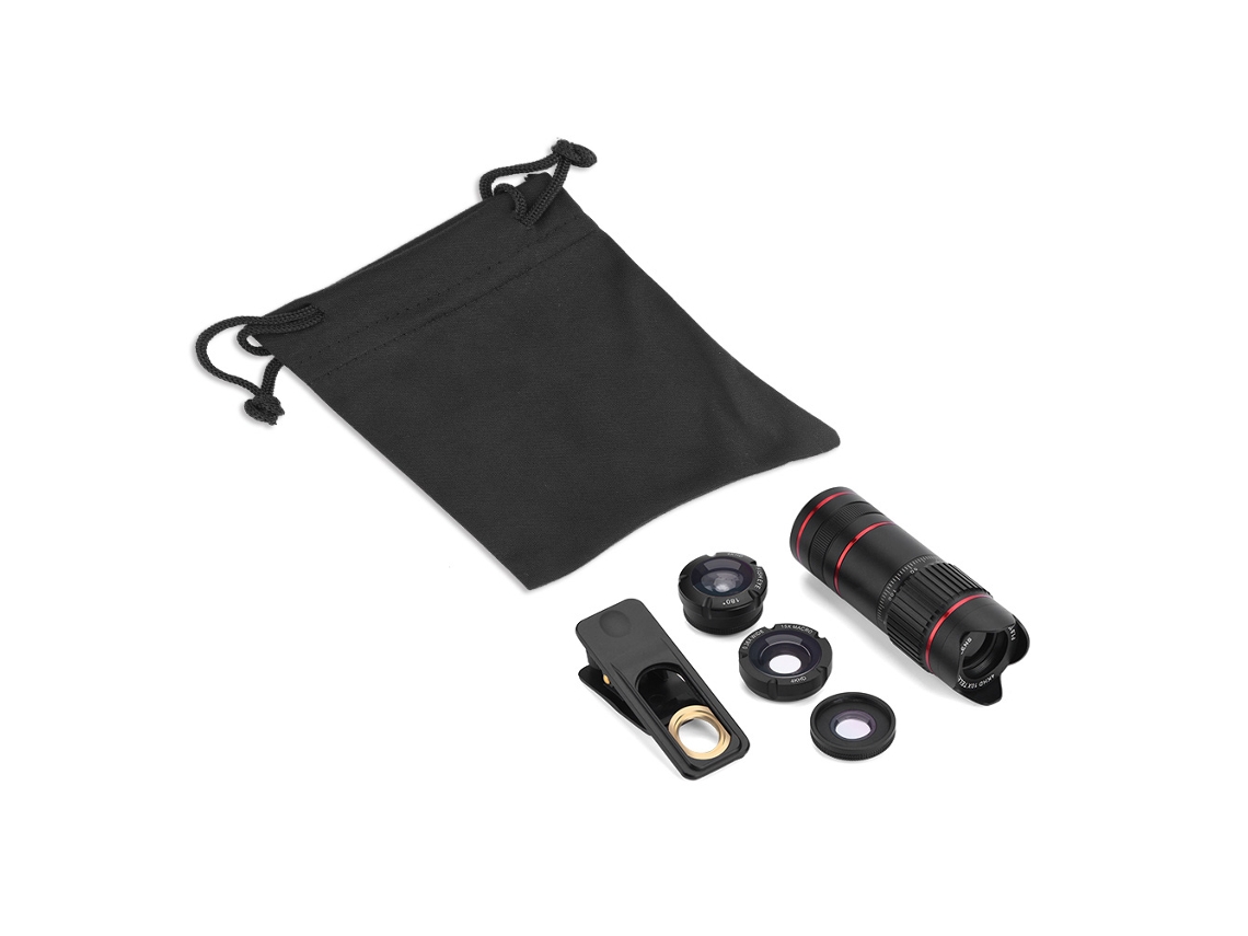 Conjunto de lentes móveis 4 em 1 para celulares, fisheye e 10x EOOCOO