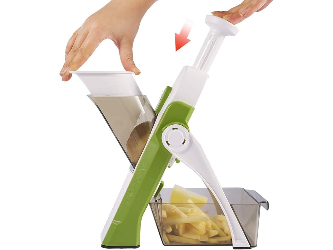 Ralador de Aço Inoxidável Verde Lâminas de Aço Inoxidável Cortar + Picar + Fatias Modelo Top de Linha Importado AURUM