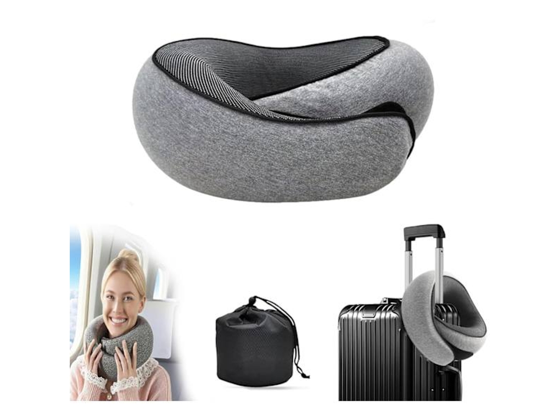 Travesseiro de Viagem para Pescoço em Espuma Viscoelástica, Formato Ergonômico em U, Ideal para Voos com Bolsa Inclusa BRILVIBERA