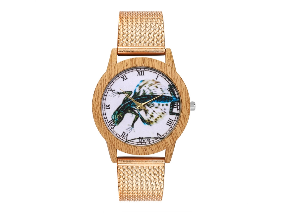Relógio de quartzo unissex para casais com pulseira de silicone e mostrador redondo (dourado rosa)