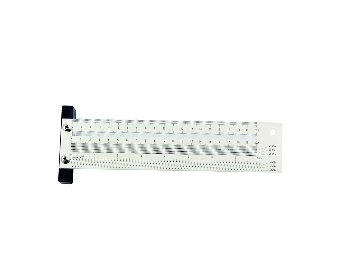 Régua de precisão de 200 mm com guia em T para marcenaria, com lapiseira, ferramenta de medição e marcação em aço inoxidável.