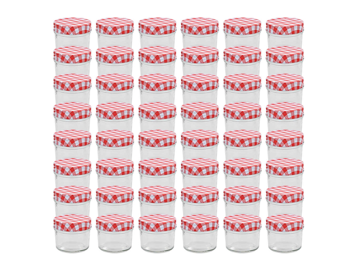 Vidaxl Frascos De Vidro Com Tampas Brancas E Vermelhas 48 Pcs 110 Ml