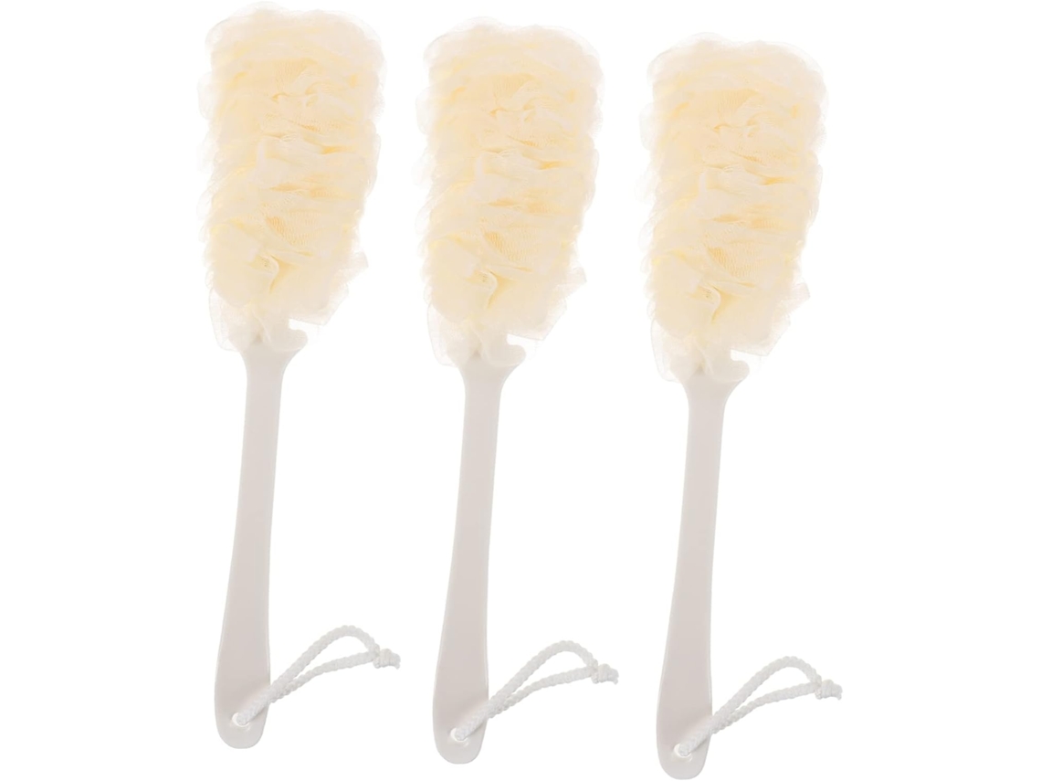 Lurelia Kit De 3 Buchas Vegetais De Banho De Cuidado Corporal, Cabo Longo, Antiderrapante E Massagem Suave, Uso Diário