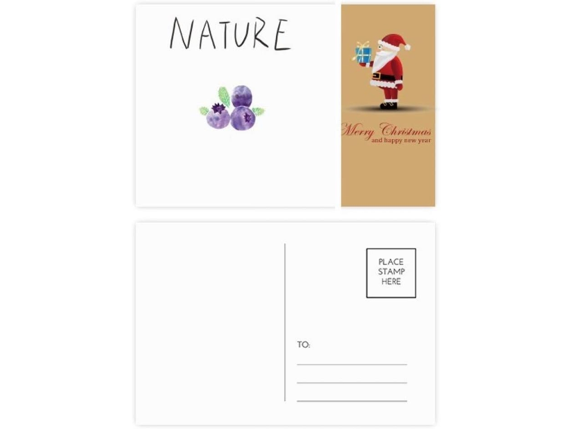 Conjunto de 20 Cartões postais com Pintura do Papai Noel e Planta Mirtilo em Soloisland. 14,6 X 9,8 Cm
