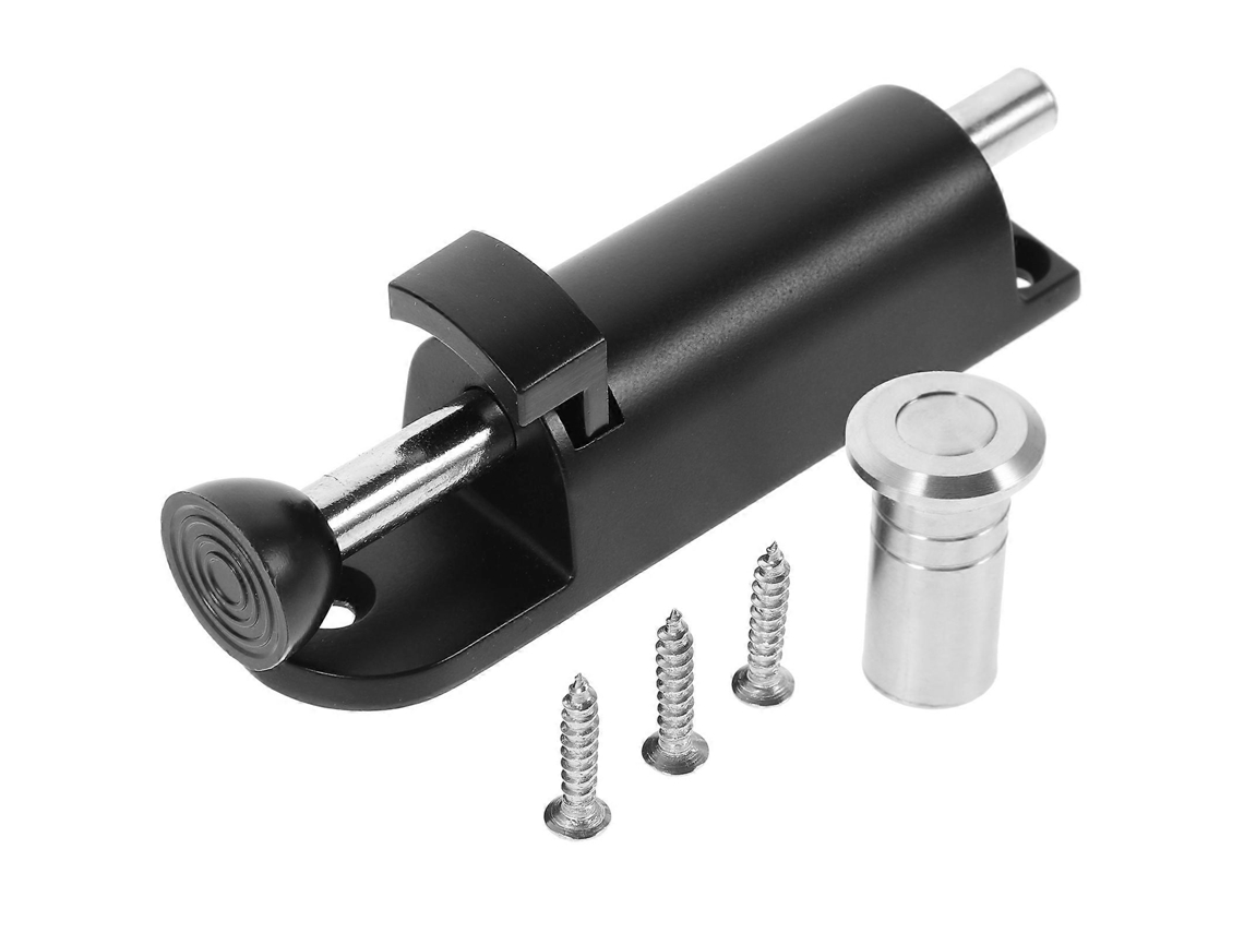 Pestillo de resorte de aço zinc para portas e janelas deslizantes, com fechamento automático e parafusos incluídos, 12,2x3,3cm, preto | S/MARCA