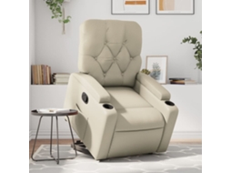 Vidaxl Poltrona Reclinável Elevatória Couro Artificial Cor Creme