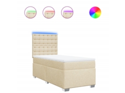 Cama com Molas/colchão 100x200 Cm Tecido Cor Creme MAISON EXCLUSIVE