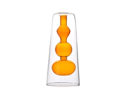 Vaso Decorativo De Vidro Colorido Amarelo Duas Camadas Grande