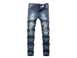 Vaqueros para Hombre Talla 26 42 Elásticos Rotos Clássicos Casuais Azules