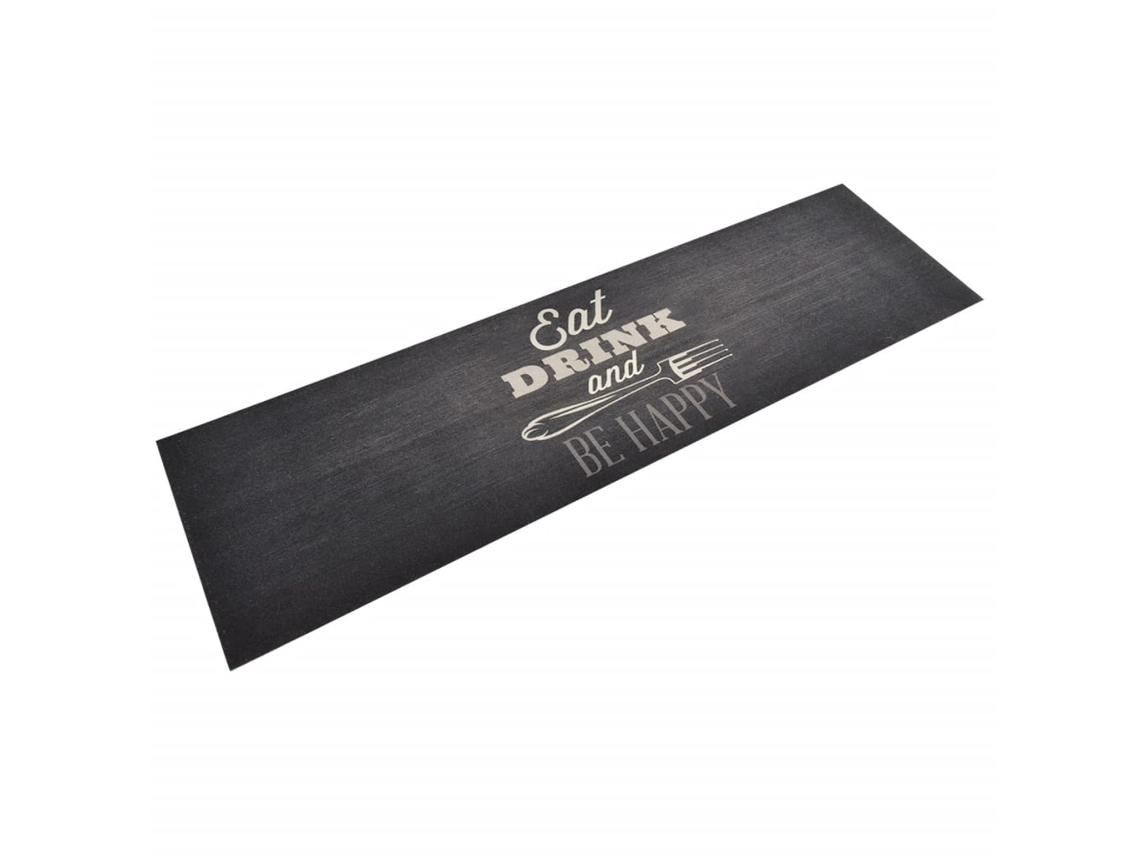Vidaxl Tapete De Cozinha Lavável 45x150 Cm Veludo Padrão Cozinha Preto