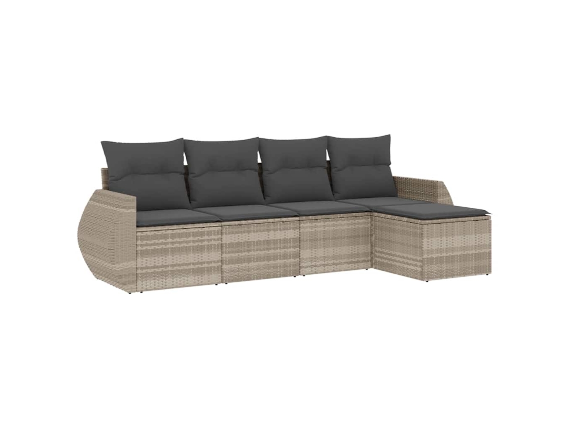 Conjunto de 5 Sofás Jardim com Almofadões Vime Pe Cinzento Claro MAISON EXCLUSIVE (5 pcs)