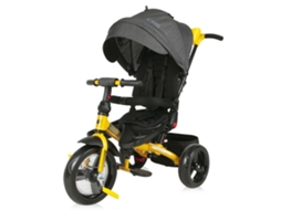Triciclo Evolutivo Jaguar Com Capota, Assento Giratório 360º E Rodas Eva De Lorelli - Black &amp; Yellow