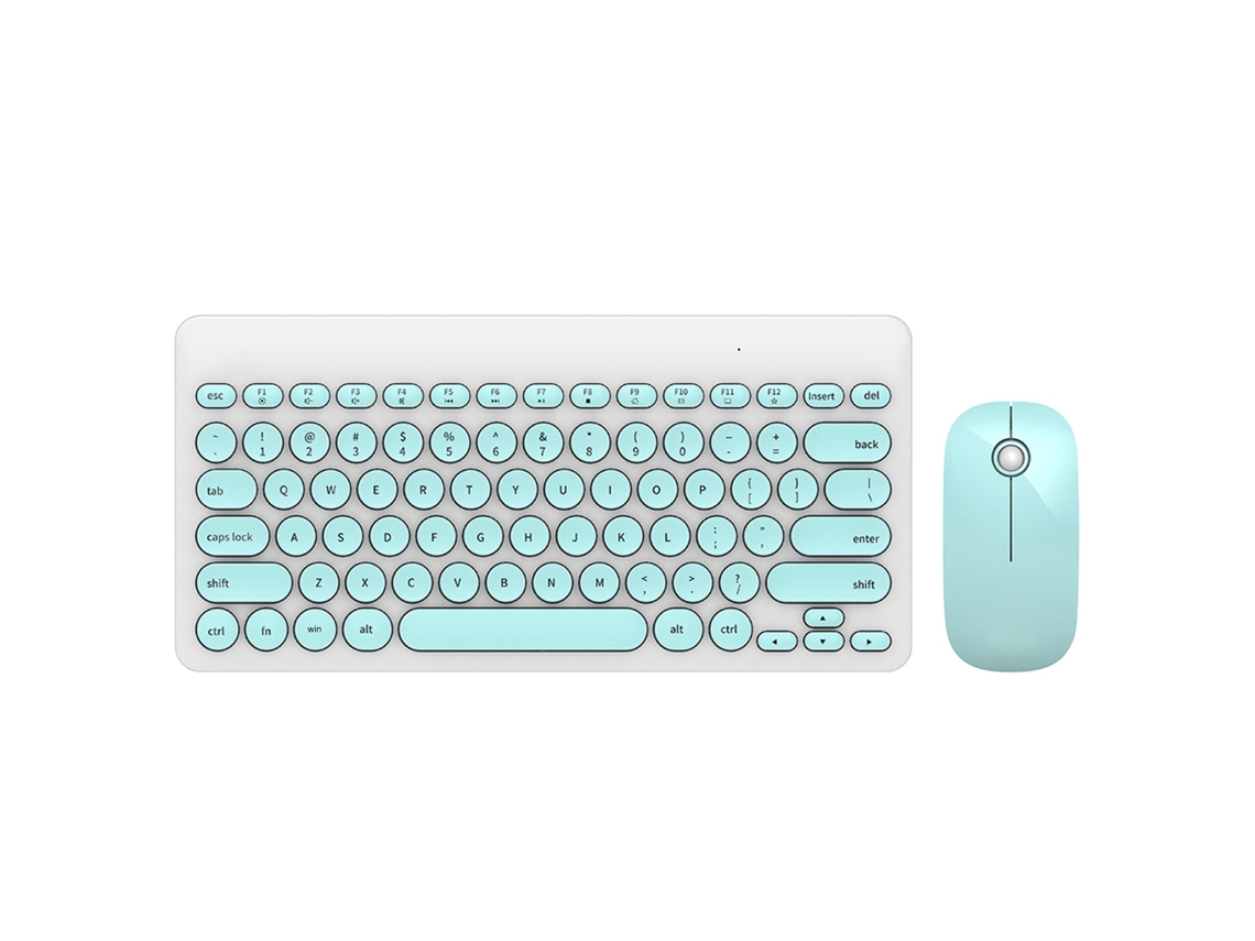 Conjunto De Teclado E Mouse Multimídia Sem Fio Ik6620 De 2,4 Ghz Com 90 Teclas Aquaforge (branco E Verde)