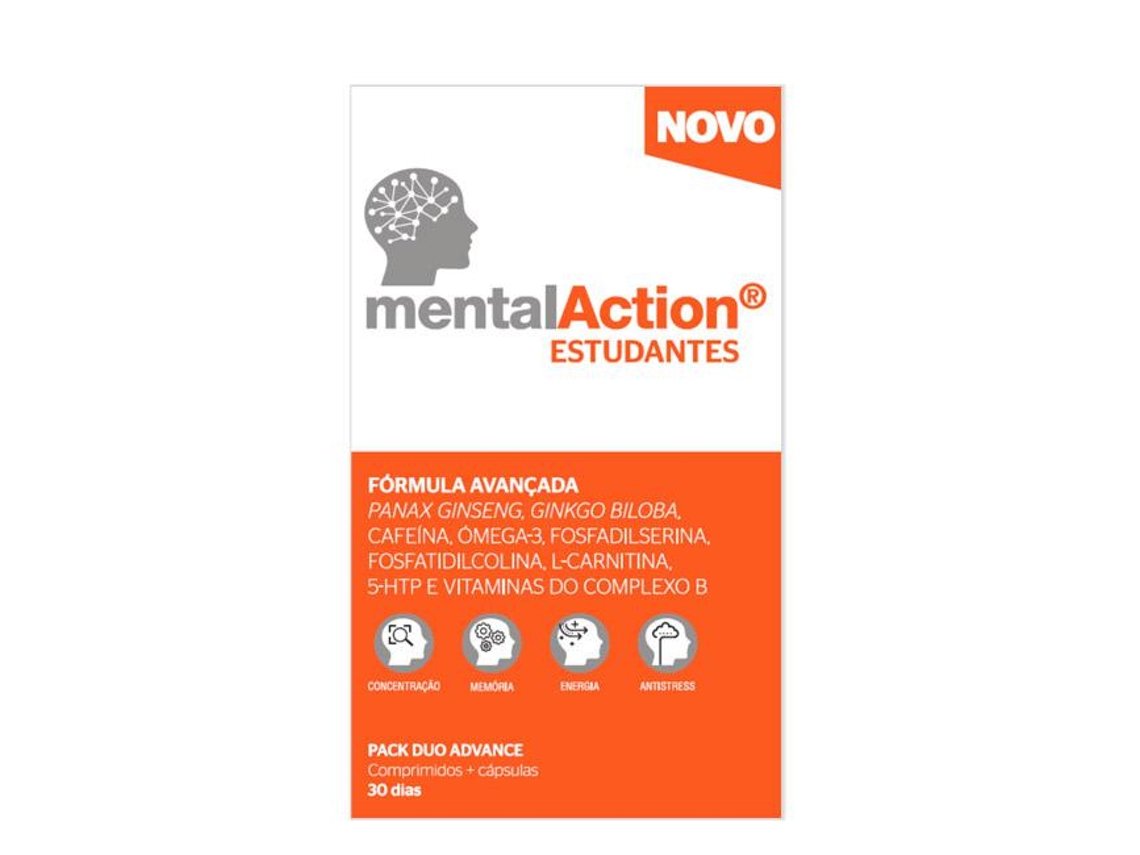 Suplemento Alimentar Comprimidos para Estudantes MENTALACTION + Cápsulas 30+30 unidades