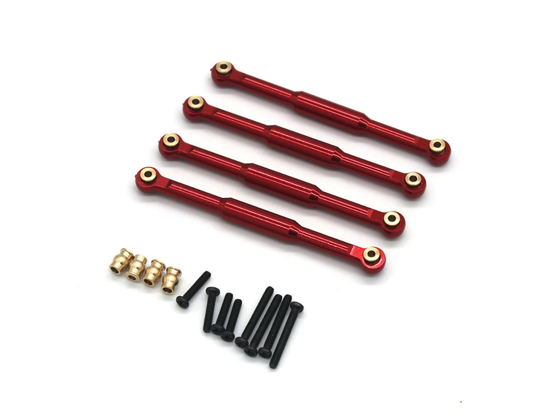 Conjunto 4 Hastes Ligação Inferiores Em Metal Melhoradas, Em Cor Prata, Os Modelos Automóveis Rc Fms Fcx18 Lc80 Land Cruiser 1/18.peças Substituição