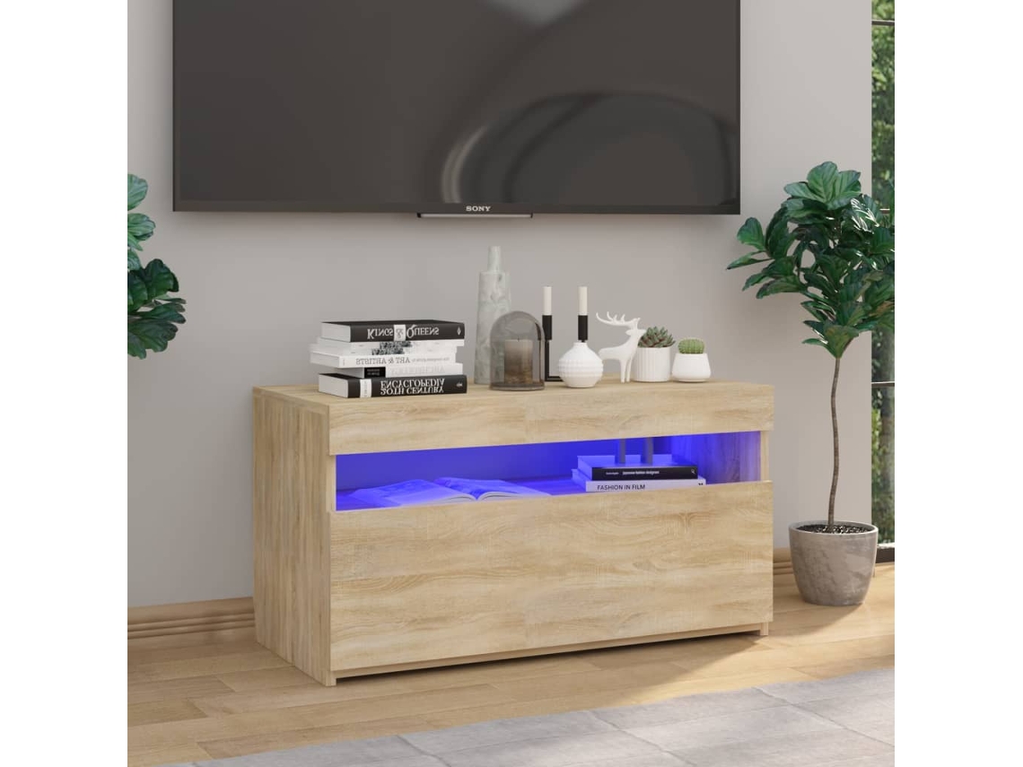 Mã³vel De Tv Com Luzes Led 75x35x40 Cm Carvalho Sonoma DKD HOME DECOR