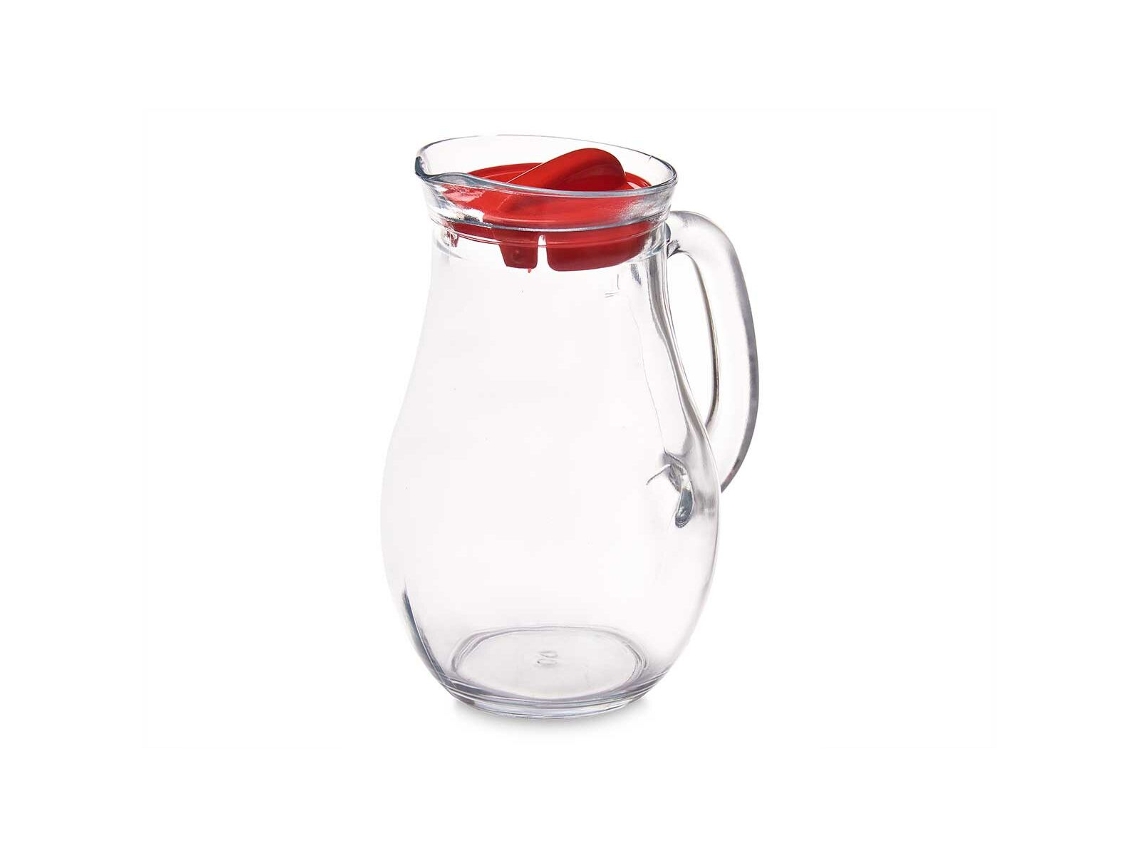 Jarra Bistro Vermelho Transparente Vidro Plástico 1 L