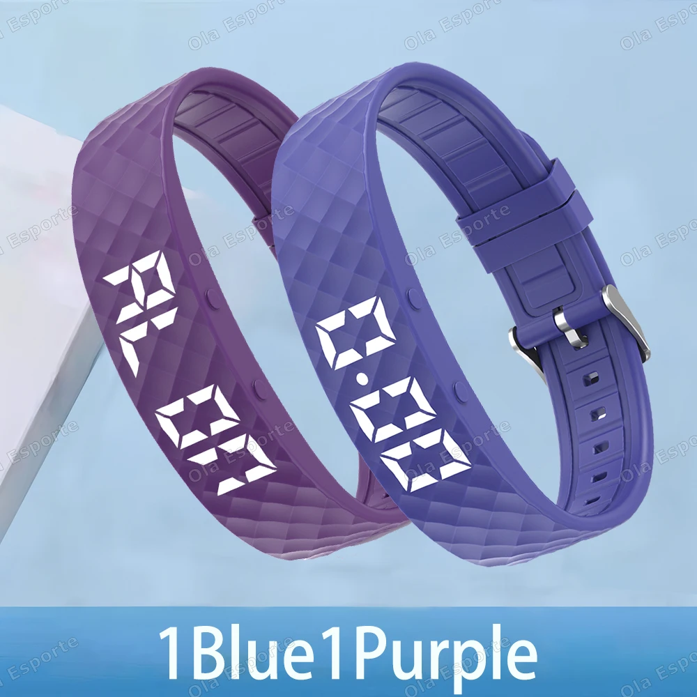 Rastreador de atividades MDUG com alarme vibratório, monitoramento do sono, pedômetro, 1 roxo e 1 azul