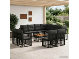 Vidaxl Conjunto De Sofás Para Exterior 12 Unid. Preto E Cinza Escuro