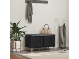 Vidaxl Banco De Hall Com Almofada Carvalho Preto 80 X 38 X 46 Cm