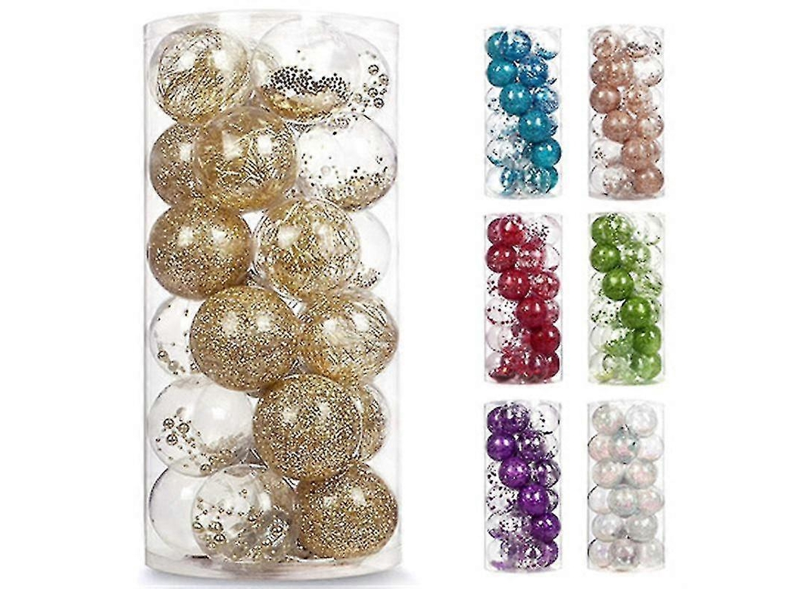 Conjunto De 24 Bolas De Natal Decorativas De Plstico Transparente Inquebrvel De 60 Mm Hengjian