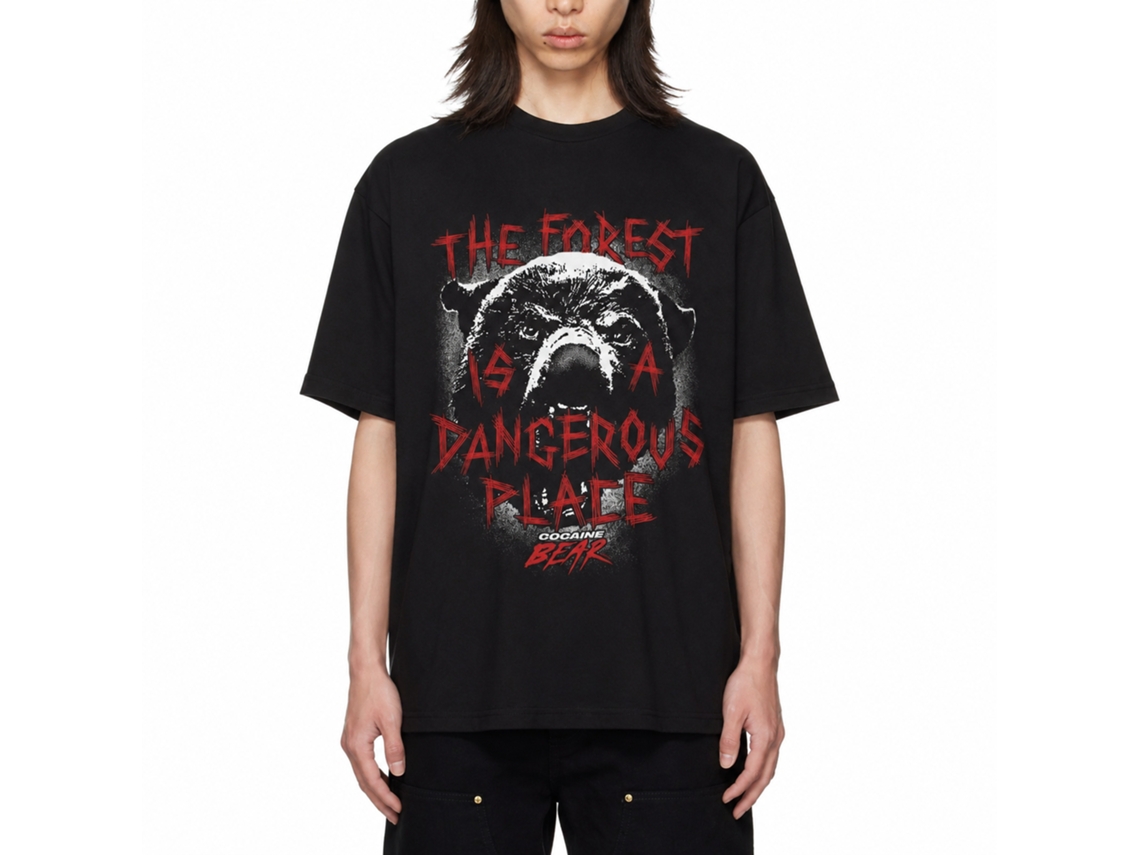 Rockinstone Cocaine Bear Dangerous Place Black Adult T-shirt Size:s