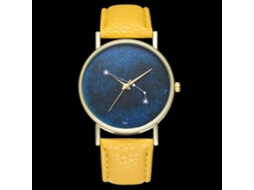 Reloj Casual Mujer Hombre De Cuero Pu Simple Moda Reloj De Pulsera De Quartzo Amarillo