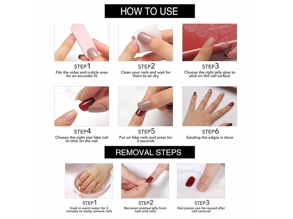 Tips para Unhas Artificiais com Desenho de Pequenas Flores Amarelas Modelo Yj0253 Estilo Curto