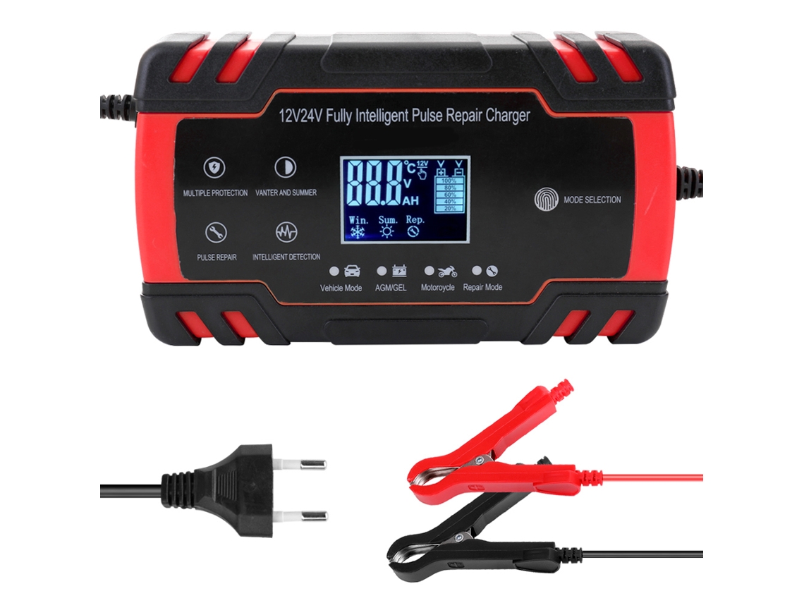 Cargador De Carro Portátil Mini Com Tela Digital 12v/24v Para Carro E Moto