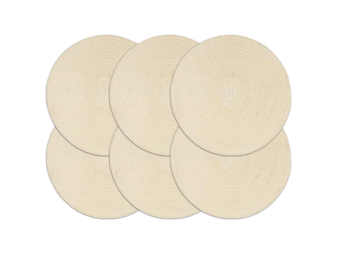 Conjunto 6 Individual Vidaxl Marrom Algodão