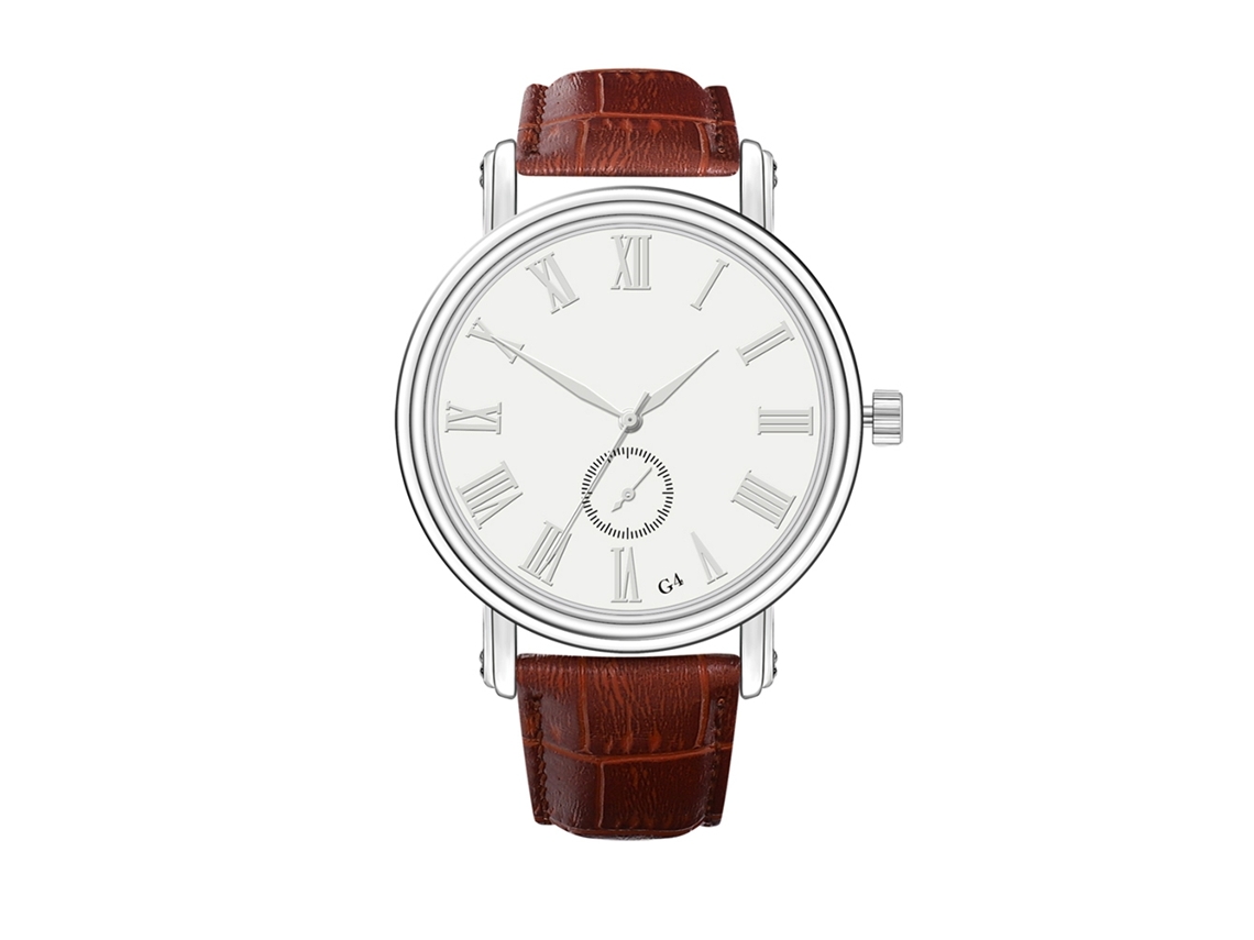 Relógio masculino G4 Simple Casual em couro com movimento de quartzo.