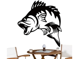 Arte de Parede em Metal Preto com Peixe Escultura em Ferro, Decoração de Parede para Quarto, Peça Artística com CHABERLU