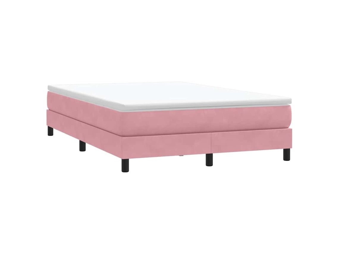 Vidaxl Box Cama De Primavera Sem Colchão Rosa 140x210 Cm Veludo